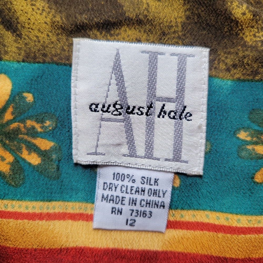 Vintage August Hale 100% Silk Printed Wrap Maxi Dress Size 12 Boho Resort - Picture 12 of 13